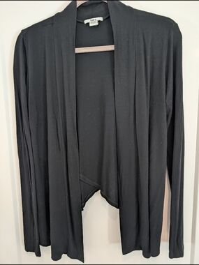 bar lll Black Open-Front Draped Women's Cardigan SMALL